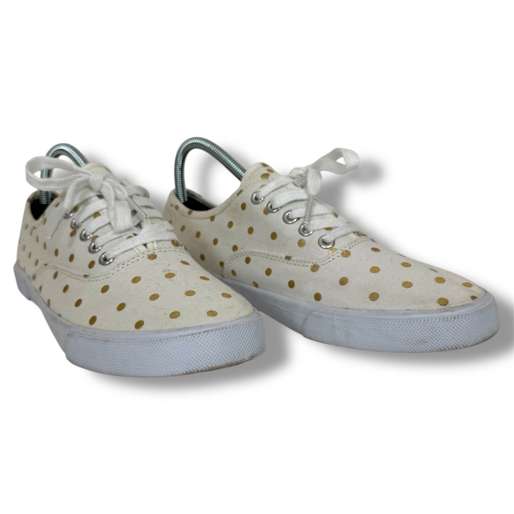 Prince & Fox Sneakers Women's‎ 10 White Gold Polka Dot Low Top Y2K Retro